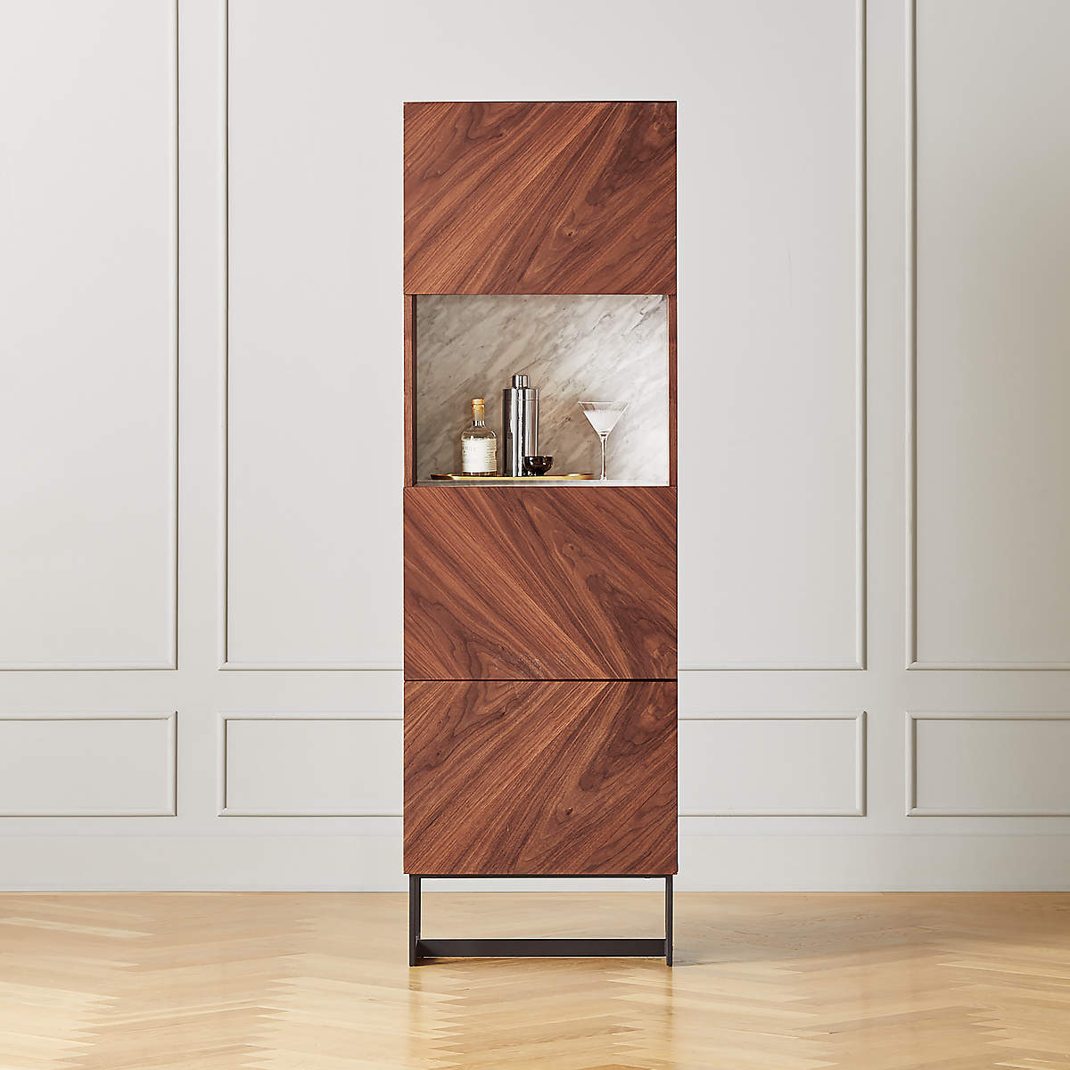 Suspend White Marble And Wood Bar Cabinet Reviews Cb2 Canada