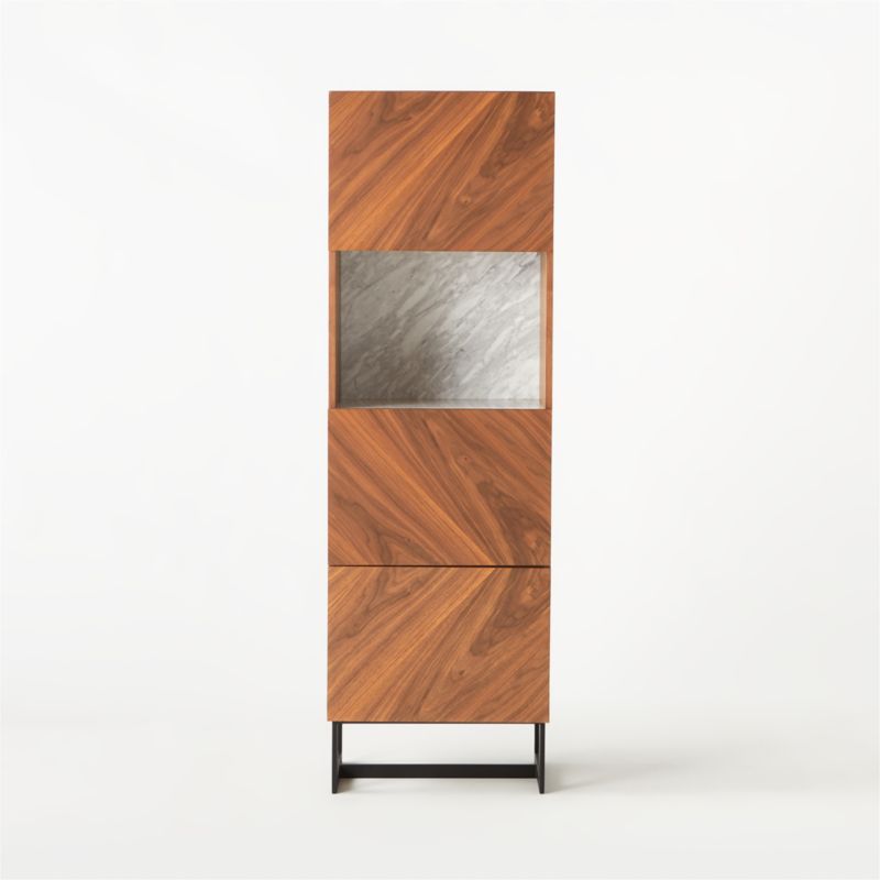 Suspend White Marble and Wood Bar Cabinet - image 5 of 14