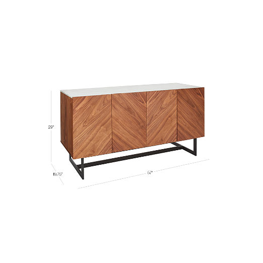 Suspend 57" Walnut Wood Media Console with White Marble Top