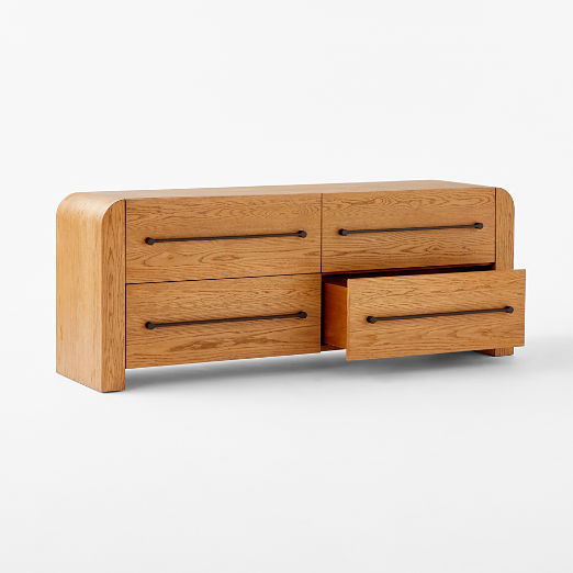 Sutton 69" White Oak Wood 4-Drawer Dresser