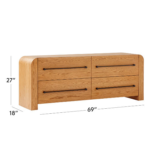 Sutton 4-Drawer White Oak Wood Dresser