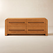 Layton 6-Drawer Shagreen and White Oak Wood Dresser