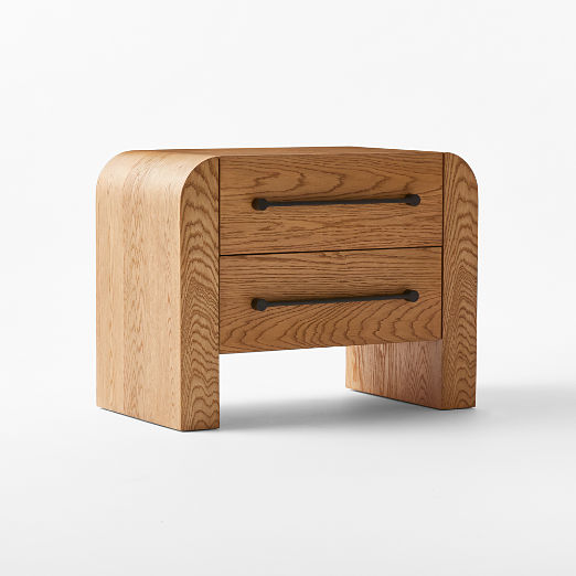 Sutton 29" White Oak Wood 2-Drawer Nightstand