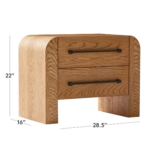 Sutton 2-Drawer White Oak Wood Nightstand