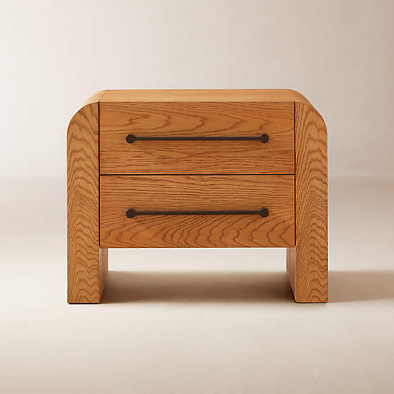 Sutton 2-Drawer White Oak Wood Nightstand