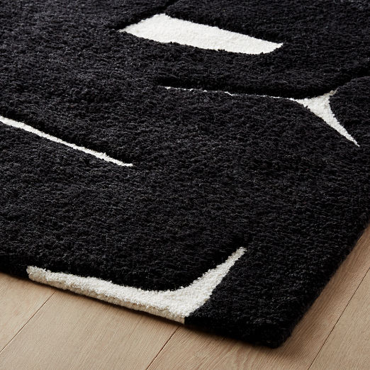 Sway Hand-Tufted Black and White Wool Area Rug 5'x8'