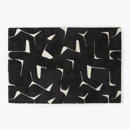 Sway Hand-Tufted Black and White Wool Area Rug 6'x9'