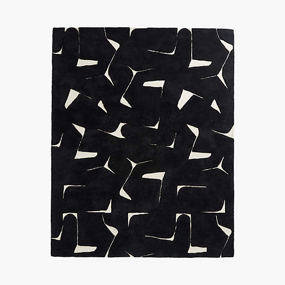 Sway Hand-Tufted Black and White Wool Area Rug 5'x8'