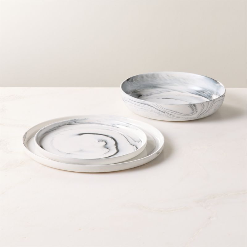 View Swirl 3-Piece Black and White Dinnerweare Set With Pasta Bowl By Jennifer Fisher details