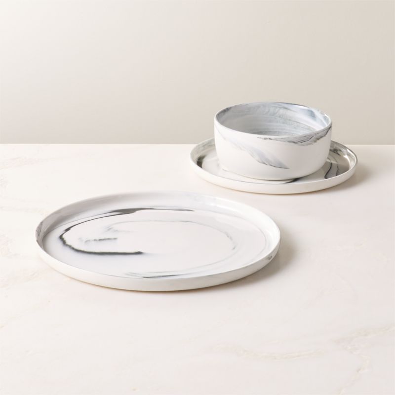 Viewing product image Swirl 3-Piece Black and White Dinnerweare Set With Soup Bowl By Jennifer Fisher - image 1 of 3