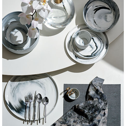 Swirl 3-Piece Black and White Dinnerweare Set With Pasta Bowl By Jennifer Fisher