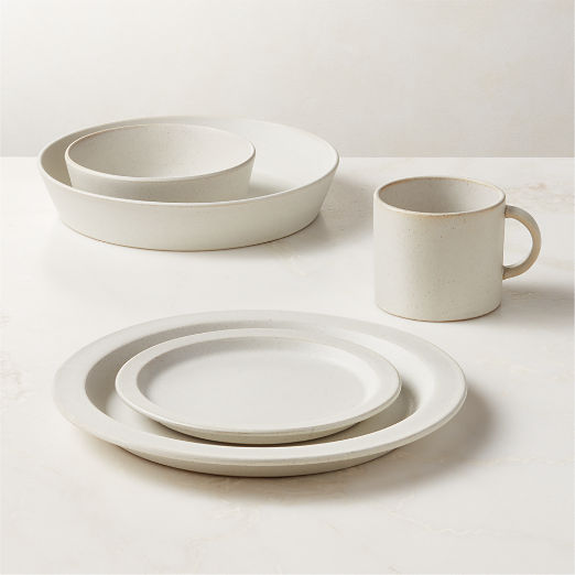 Swoon Off-White Dinner Plate with Reactive Glaze