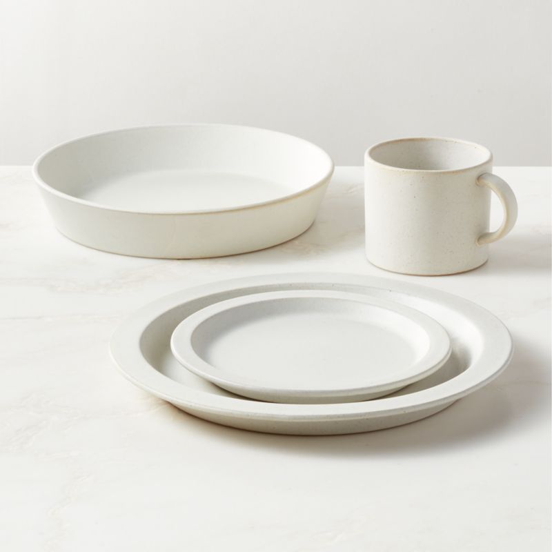 Swoon 4-Piece Off-White Dinnerware Set with Pasta Bowl with Reactive Glaze - image 0 of 2