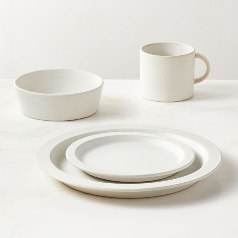 Swoon 4 Piece Off White Dinnerware Set with Soup Bowl with Reactive Glaze Reviews CB2