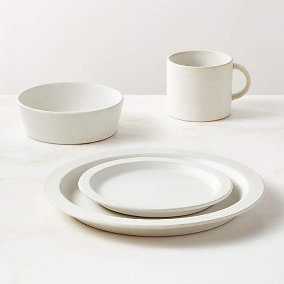 Swoon 4-Piece Off-White Dinnerware Set with Pasta Bowl with