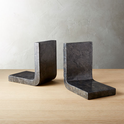 Office Desk Organizers And Accessories Cb2 Swoop Black Marble Bookends Set Of 2