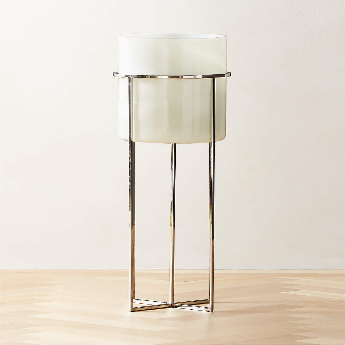 Syd Modern Large Glass Planter with Stand + Reviews CB2