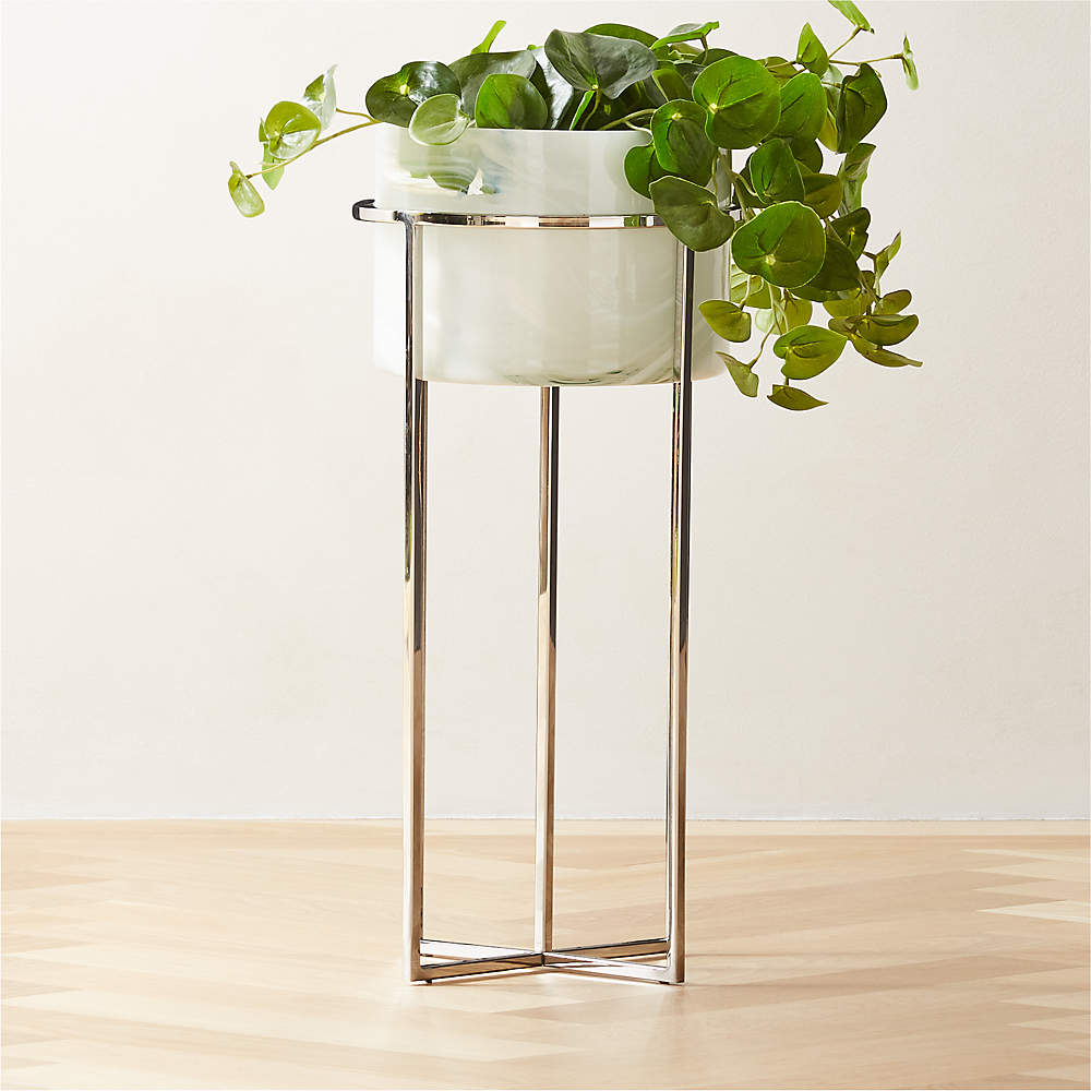 Rough Modern Brass Metal Indoor Planter Large + Reviews | CB2 Canada