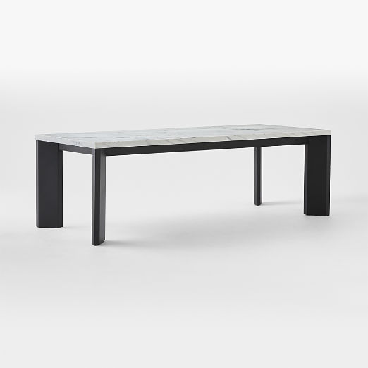 Sydney 95" Rectangular Carrara Marble Dining Table with Black Steel Legs