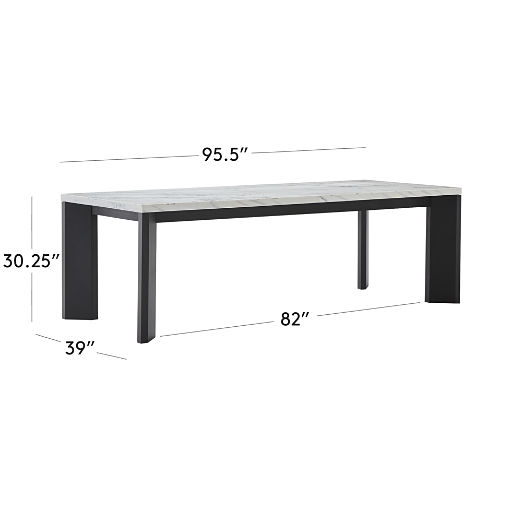 Sydney 95" Rectangular Carrara Marble Dining Table with Black Steel Legs