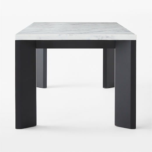 Sydney 95" Rectangular Carrara Marble Dining Table with Black Steel Legs