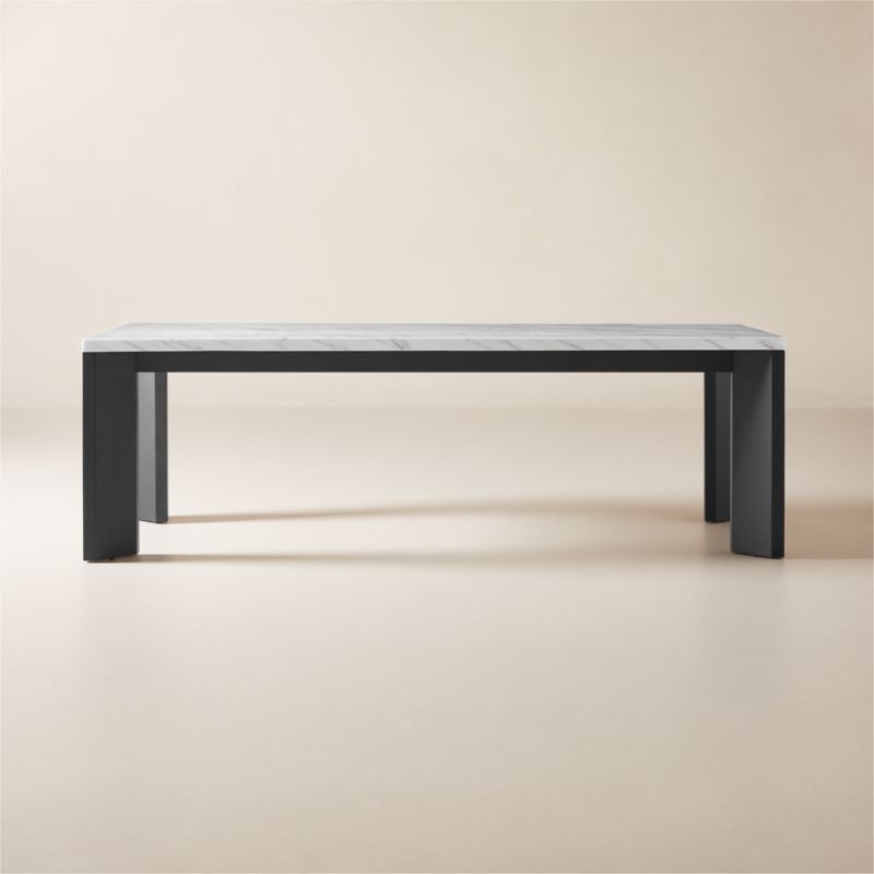 Sydney 95" Rectangular Carrara Marble Dining Table with Black Steel Legs - image 0 of 9