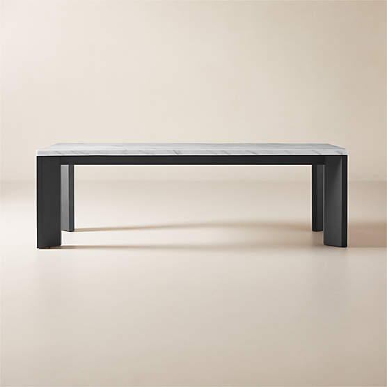 Sydney 95" Rectangular Carrara Marble Dining Table with Black Steel Legs