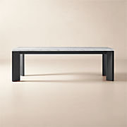 Sydney 95" Rectangular Travertine Dining Table with Walnut Legs