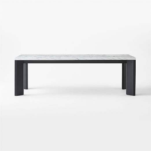 Sydney 95" Rectangular Carrara Marble Dining Table with Black Steel Legs