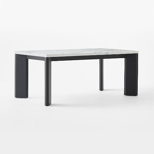 Sydney Rectangular Carrara Marble Dining Table with Black Steel Legs 72''