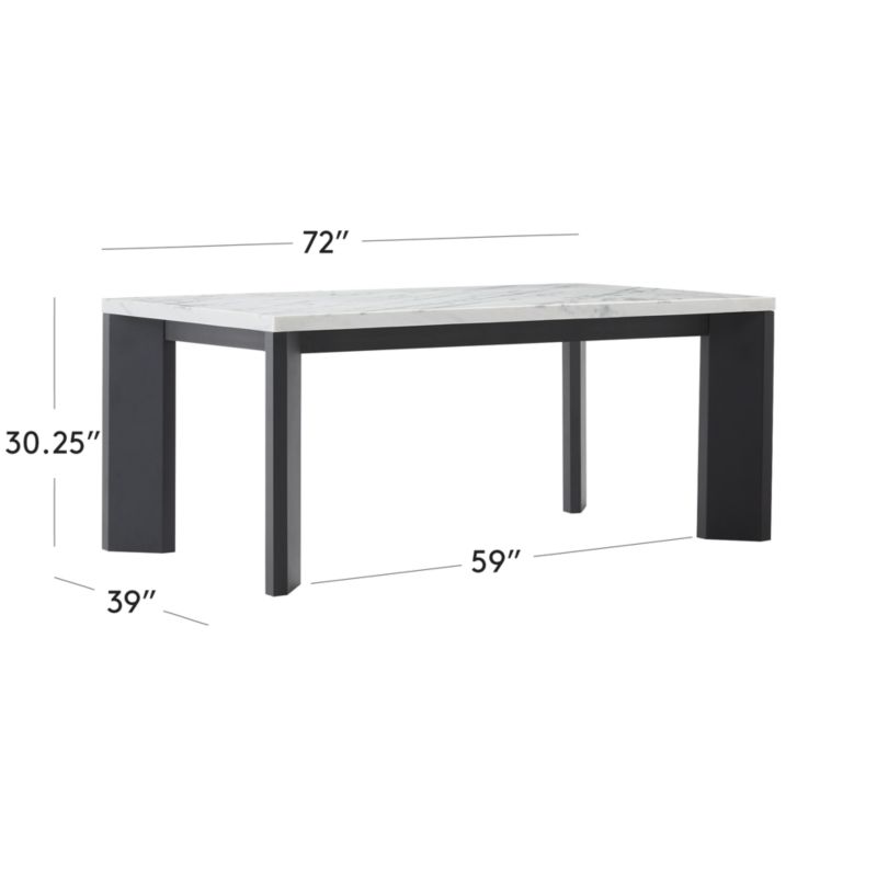 View Sydney Rectangular Carrara Marble Dining Table with Black Steel Legs 72'' - image 3 of 9