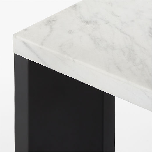 Sydney 95" Rectangular Carrara Marble Dining Table with Black Steel Legs