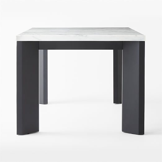 Sydney Rectangular Carrara Marble Dining Table with Black Steel Legs 72''