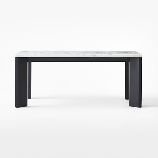 Sydney Rectangular Carrara Marble Dining Table with Black Steel Legs 72''