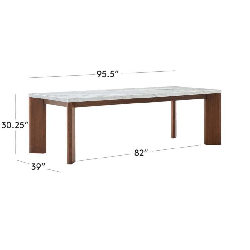 View Sydney Rectangular Carrara Marble Dining Table with Walnut Legs 95.5'' - image 3 of 9