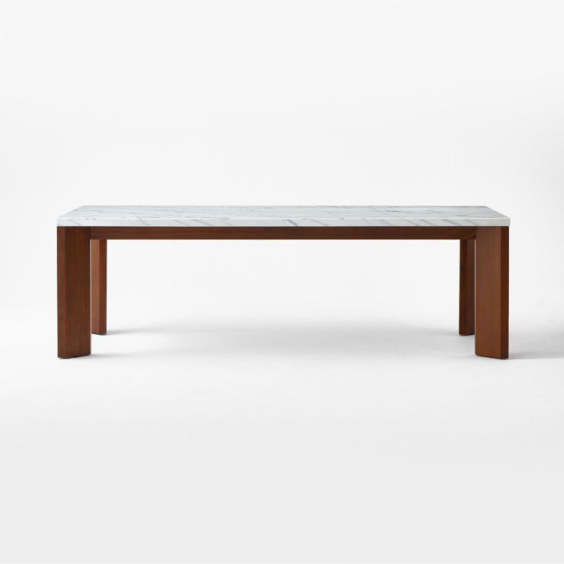 Sydney Rectangular Carrara Marble Dining Table with Walnut Legs 95.5'' - image 4 of 9