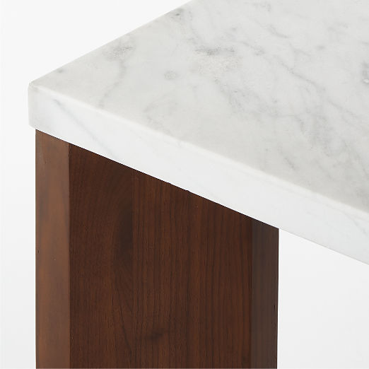 Sydney Rectangular Carrara Marble Dining Table with Walnut Legs 95.5''