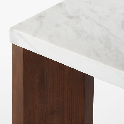Sydney 72'' Rectangular Carrara Marble Dining Table with Walnut Legs