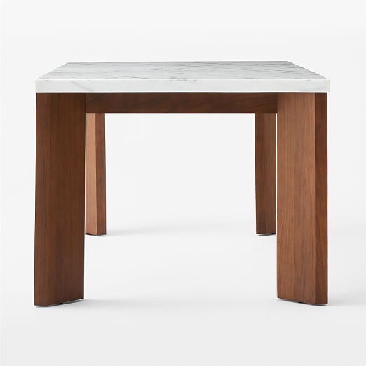 Sydney Rectangular Carrara Marble Dining Table with Walnut Legs 72''