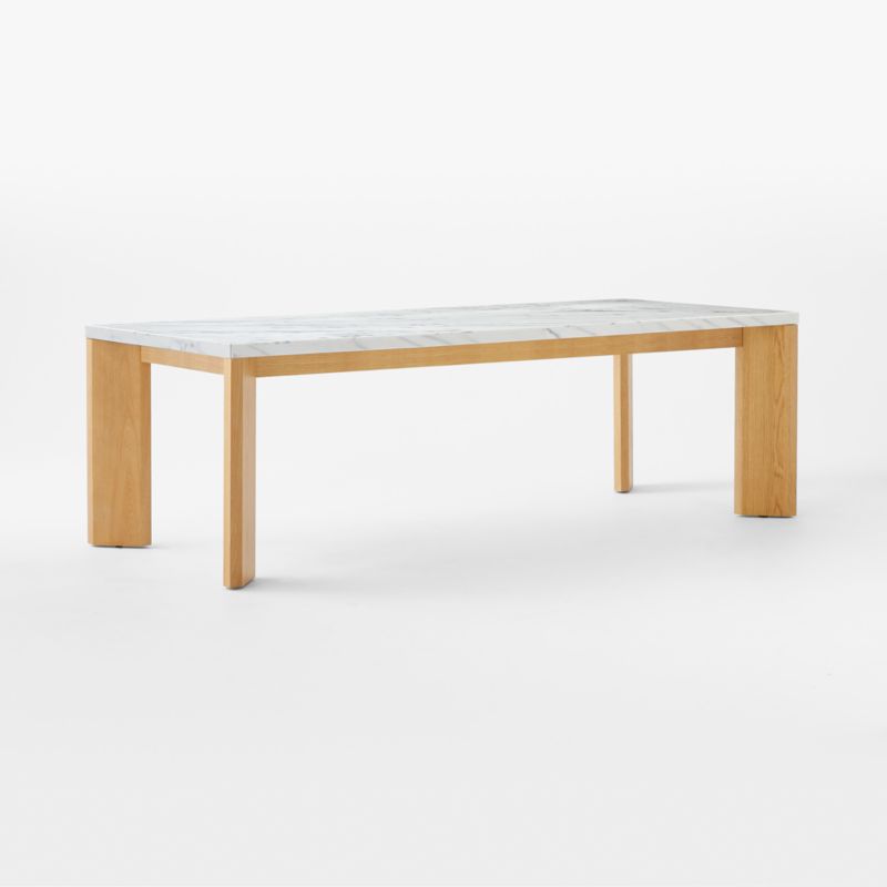 Sydney 95" Rectangular Carrara Marble Dining Table with White Oak Legs - image 6 of 10