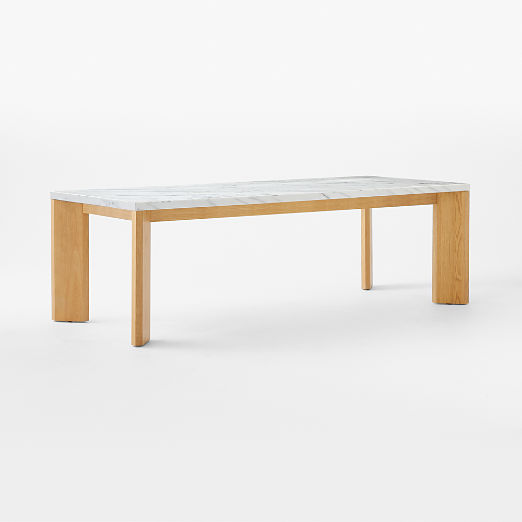 Sydney 95" Rectangular Carrara Marble Dining Table with White Oak Legs