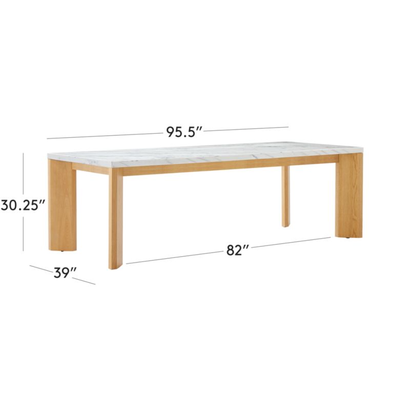 View Sydney 95" Rectangular Carrara Marble Dining Table with White Oak Legs - image 3 of 10