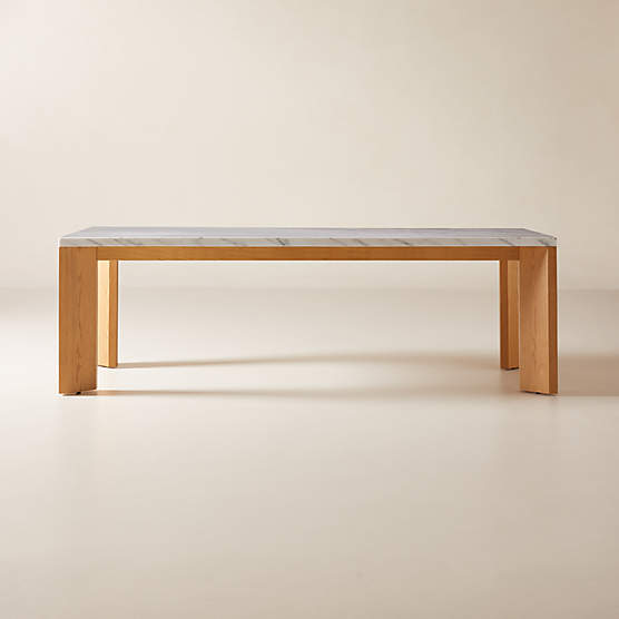 Sydney Rectangular Travetine Dining Table with White Oak Legs 95.5