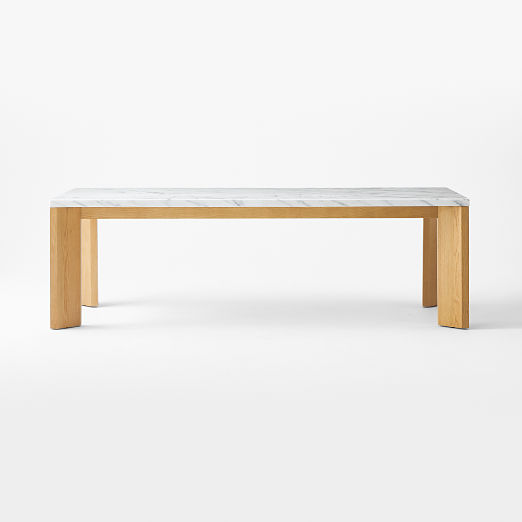 Sydney 95" Rectangular Carrara Marble Dining Table with White Oak Legs