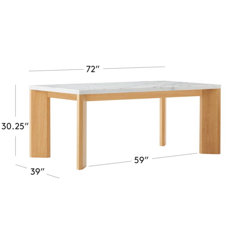 View Sydney Rectangular Carrara Marble Dining Table with White Oak Legs 72'' - image 3 of 9