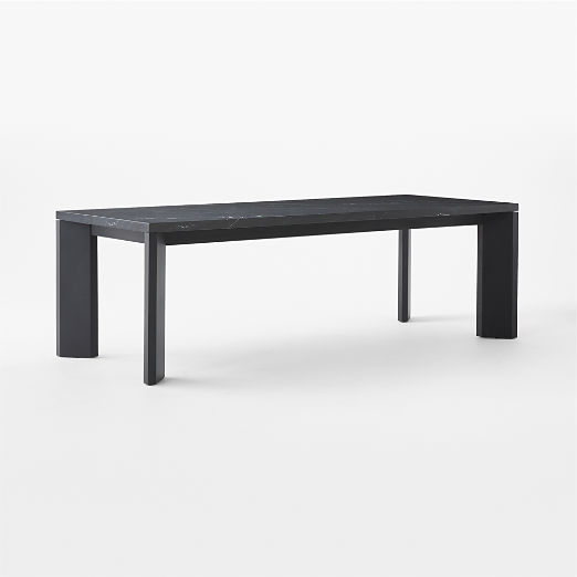 Sydney 95" Rectangular Black Marble Dining Table with Black Steel Legs