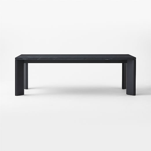 Sydney 95" Rectangular Black Marble Dining Table with Black Steel Legs