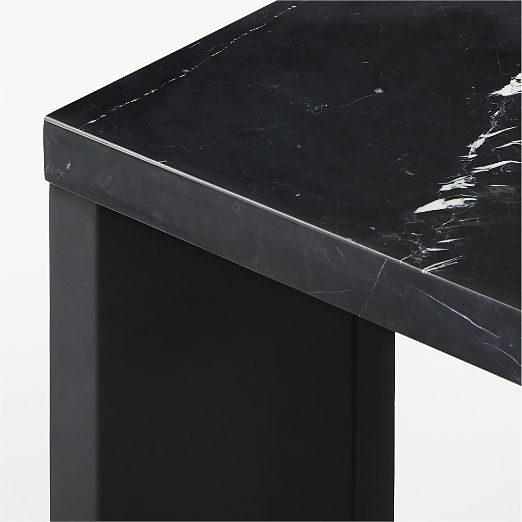 Sydney Rectangular Black Marble Dining Table with Black Steel Legs 72''