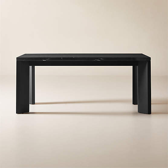 Sydney Rectangular Black Marble Dining Table with Black Steel Legs 72''