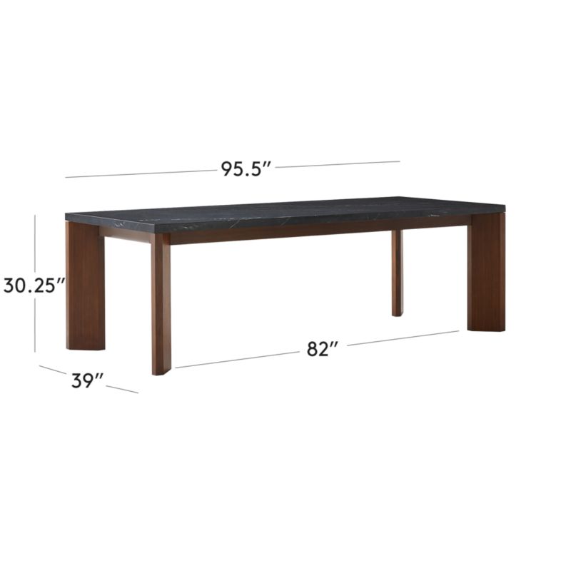 View Sydney Rectangular Black Marble Dining Table with Walnut Legs 95.5'' - image 3 of 9